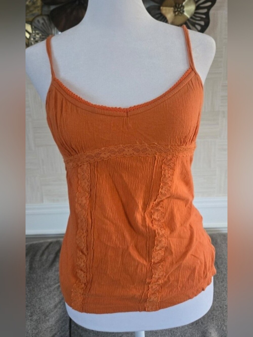 Vintage 90s No Boundaries Lace Cami Babydoll Tank Top Built In Bra M EUC